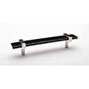 Sietto [P-1903-7-PN] Glass Cabinet Pull Handle - Adjustable Series - Black - Polished Nickel Base - (5") Adjustable C/C - 7" L