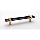 Sietto [P-1903-7-SB] Glass Cabinet Pull Handle - Adjustable Series - Black - Satin Brass Base - (5") Adjustable C/C - 7" L