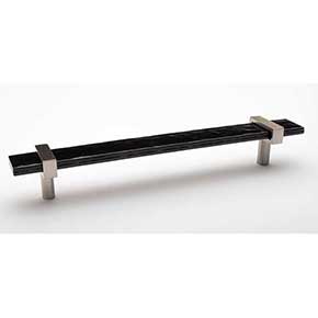 Sietto [P-1903-9-SN] Glass Cabinet Pull Handle - Adjustable Series - Black - Satin Nickel Base - (7") Adjustable C/C - 9" L