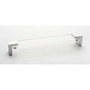 Sietto [P-1200-8-PC] Glass Cabinet Pull Handle - Affinity Series - Oversized - Clear - Polished Chrome Base - 8" C/C - 8 3/8" L 