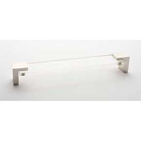 Sietto [P-1200-8-PN] Glass Cabinet Pull Handle - Affinity Series - Oversized - Clear - Polished Nickel Base - 8" C/C - 8 3/8" L 