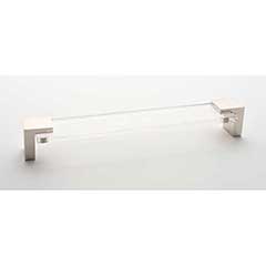 Sietto [P-1200-8-PN] Glass Cabinet Pull Handle - Affinity Series - Oversized - Clear - Polished NIckel Base - 8&quot; C/C - 8 3/8&quot; L