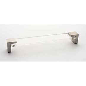 Sietto [P-1200-8-SN] Glass Cabinet Pull Handle - Affinity Series - Oversized - Clear - Satin Nickel Base - 8" C/C - 8 3/8" L 