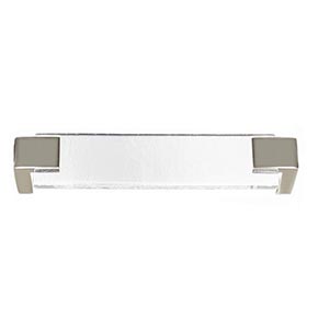 Sietto [P-1200-PC] Glass Cabinet Pull Handle - Affinity Series - Oversized - Clear - Polished Nickel Base - 5 5/8" C/C - 6" L