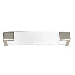 Sietto [P-1200-PN] Glass Cabinet Pull Handle - Affinity Series - Oversized - Clear - Polished Nickel Base - 5 5/8&quot; C/C - 6&quot; L