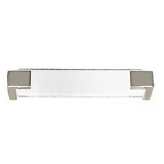 Sietto [P-1200-PN] Glass Cabinet Pull Handle - Affinity Series - Oversized - Clear - Polished Nickel Base - 5 5/8" C/C - 6" L