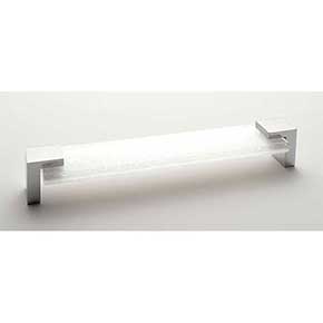 Sietto [P-1201-8-PC] Glass Cabinet Pull Handle - Affinity Series - Oversized - White - Polished Chrome Base - 8" C/C - 8 3/8" L 