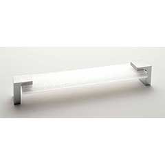Sietto [P-1201-8-PC] Glass Cabinet Pull Handle - Affinity Series - Oversized - White - Polished Chrome Base - 8" C/C - 8 3/8" L