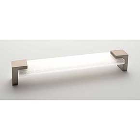 Sietto [P-1201-8-SN] Glass Cabinet Pull Handle - Affinity Series - Oversized - White - Satin Nickel Base - 8" C/C - 8 3/8" L 