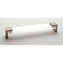 Sietto [P-1201-8-SN] Glass Cabinet Pull Handle - Affinity Series - Oversized - White - Satin Nickel Base - 8" C/C - 8 3/8" L