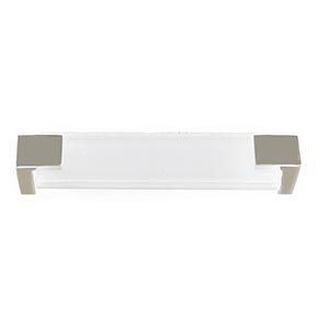 Sietto [P-1201-PN] Glass Cabinet Pull Handle - Affinity Series - Oversized - White - Polished Nickel Base - 5 5/8" C/C - 6" L