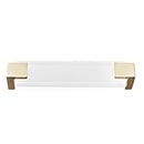 Sietto [P-1201-6-SB] Glass Cabinet Pull Handle - Affinity Series - Oversized - White - Satin Brass Base - 5 5/8" C/C - 6" L