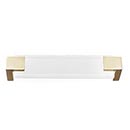 Sietto [P-1201-SB] Glass Cabinet Pull Handle - Affinity Series - Oversized - White - Satin Brass Base - 5 5/8&quot; C/C - 6&quot; L