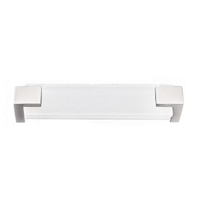 Sietto [P-1201-SN] Glass Cabinet Pull Handle - Affinity Series - Oversized - White - Satin Nickel Base - 5 5/8" C/C - 6" L