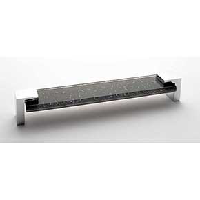 Sietto [P-1202-8-PC] Glass Cabinet Pull Handle - Affinity Series - Oversized - Slate Gray - Polished Chrome Base - 8" C/C - 8 3/8" L 
