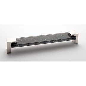 Sietto [P-1202-8-PN] Glass Cabinet Pull Handle - Affinity Series - Oversized - Slate Gray - Polished Nickel Base - 8" C/C - 8 3/8" L 