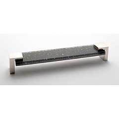 Sietto [P-1202-8-PN] Glass Cabinet Pull Handle - Affinity Series - Oversized - Slate Gray - Polished Nickel Base - 8&quot; C/C - 8 3/8&quot; L