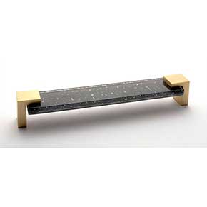 Sietto [P-1202-8-SB] Glass Cabinet Pull Handle - Affinity Series - Oversized - Slate Gray - Satin Brass Base - 8" C/C - 8 3/8" L 