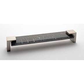 Sietto [P-1202-8-SN] Glass Cabinet Pull Handle - Affinity Series - Oversized - Slate Gray - Satin Nickel Base - 8" C/C - 8 3/8" L 