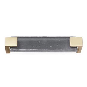 Sietto [P-1202-SB] Glass Cabinet Pull Handle - Affinity Series - Oversized - Slate Gray - Satin Brass Base - 5 5/8" C/C - 6" L