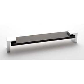 Sietto [P-1203-8-PC] Glass Cabinet Pull Handle - Affinity Series - Oversized - Black - Polished Chrome Base - 8" C/C - 8 3/8" L 