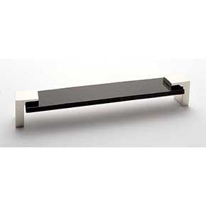 Sietto [P-1203-8-PN] Glass Cabinet Pull Handle - Affinity Series - Oversized - Black - Polished Nickel Base - 8" C/C - 8 3/8" L 