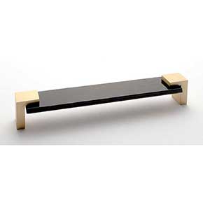 Sietto [P-1203-8-SB] Glass Cabinet Pull Handle - Affinity Series - Oversized - Black - Satin Brass Base - 8" C/C - 8 3/8" L 