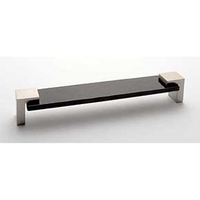 Sietto [P-1203-8-SN] Glass Cabinet Pull Handle - Affinity Series - Oversized - Black - Satin Nickel Base - 8" C/C - 8 3/8" L 