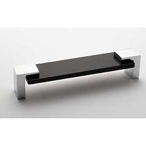 Sietto [P-1203-PC] Glass Cabinet Pull Handle - Affinity Series - Oversized - Black - Polished Chrome Base - 5 5/8" C/C - 6" L