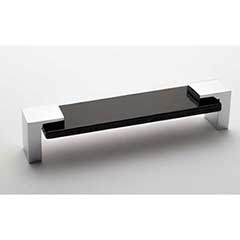 Sietto [P-1203-PC] Glass Cabinet Pull Handle - Affinity Series - Oversized - Black - Polished Chrome Base - 5 5/8&quot; C/C - 6&quot; L