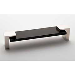Sietto [P-1203-PN] Glass Cabinet Pull Handle - Affinity Series - Oversized - Black - Polished Nickel Base - 5 5/8&quot; C/C - 6&quot; L