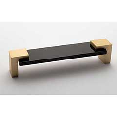 Sietto [P-1203-SB] Glass Cabinet Pull Handle - Affinity Series - Oversized - Black - Satin Brass Base - 5 5/8&quot; C/C - 6&quot; L