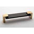 Sietto [P-1203-6-SB] Glass Cabinet Pull Handle - Affinity Series - Oversized - Black - Satin Brass Base - 5 5/8" C/C - 6" L