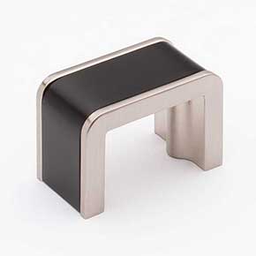 Sietto [K-2000-MB-SN] Die Cast Zinc Cabinet Finger Pull - Fusion Series - Matte Black & Satin Nickel Finish - 1 3/8" C/C - 1 3/4" L