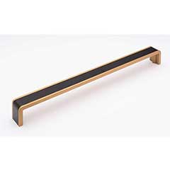 Sietto [P-2000-12-MB-SB] Die Cast Zinc Cabinet Pull Handle - Fusion Series - Oversized - Matte Black &amp; Satin Brass Finish - 12&quot; C/C - 12 3/8&quot; L