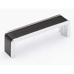 Sietto [P-2000-4-MB-PC] Die Cast Zinc Cabinet Pull Handle - Fusion Series - Standard Size - Matte Black &amp; Polished Chrome Finish - 4" C/C - 4 3/8" L