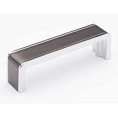 Sietto [P-2000-4-G-PC] Die Cast Zinc Cabinet Pull Handle - Fusion Series - Standard Size - Gunmetal &amp; Polished Chrome Finish - 4" C/C - 4 3/8" L
