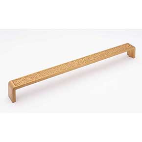 Sietto [P-2002-12-SB] Die Cast Zinc Cabinet Pull Handle - Hammered Series - Oversized - Satin Brass Finish - 12" C/C - 12 3/8" L