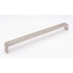 Sietto [P-2002-12-SN] Die Cast Zinc Cabinet Pull Handle - Hammered Series - Oversized - Satin Nickel Finish - 12" C/C - 12 3/8" L