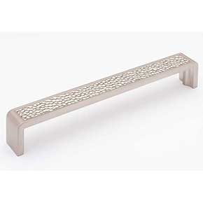 Sietto [P-2002-8-SN] Die Cast Zinc Cabinet Pull Handle - Hammered Series - Oversized - Satin Nickel Finish - 8" C/C - 8 3/8" L
