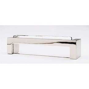 Sietto [P-1800-PN] Glass Cabinet Pull Handle - Skyline Series - Oversized - Clear - Polished Nickel Base - 128mm C/C - 5 3/8" L