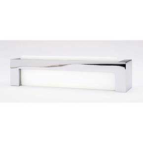 Sietto [P-1801-PC] Glass Cabinet Pull Handle - Skyline Series - Oversized - White - Polished Chrome Base - 128mm C/C - 5 3/8" L