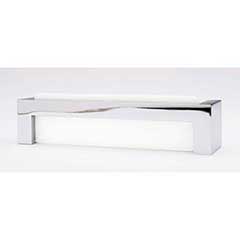 Sietto [P-1801-PC] Glass Cabinet Pull Handle - Skyline Series - Oversized - White - Polished Chrome Base - 128mm C/C - 5 3/8&quot; L