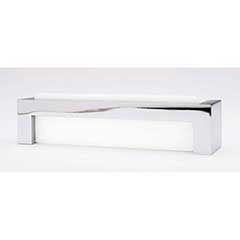 Sietto [P-1801-PC] Glass Cabinet Pull Handle - Skyline Series - Oversized - White - Polished Chrome Base - 128mm C/C - 5 3/8" L