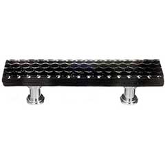 Sietto [P-902-SN] Glass Cabinet Pull Handle - Texture Series - Standard Size - Black Honeycomb Glass - Satin Nickel Base - 3" C/C - 5" L