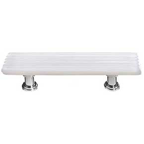 Sietto [P-800-PC] Glass Cabinet Pull Handle - Texture Series - Standard Size - White Reed Glass - Polished Chrome Base - 3" C/C - 5" L