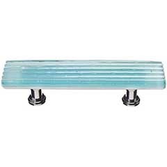 Sietto [P-801-PC] Glass Cabinet Pull Handle - Texture Series - Standard Size - Light Aqua Reed Glass - Polished Chrome Base - 3&quot; C/C - 5&quot; L