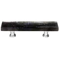 Sietto [P-802-ORB] Glass Cabinet Pull Handle - Texture Series - Standard Size - Black Reed Glass - Oil Rubbed Bronze Base - 3" C/C - 5" L