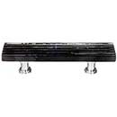 Sietto [P-802-PC] Glass Cabinet Pull Handle - Texture Series - Standard Size - Black Reed Glass - Polished Chrome Base - 3&quot; C/C - 5&quot; L