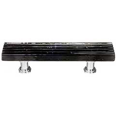 Sietto [P-802-SN] Glass Cabinet Pull Handle - Texture Series - Standard Size - Black Reed Glass - Satin Nickel Base - 3&quot; C/C - 5&quot; L